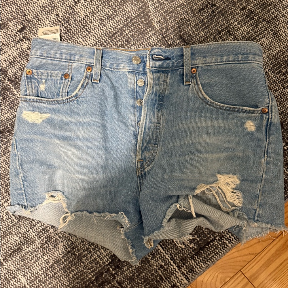 Levi's Light Blue Distressed Jean Shorts